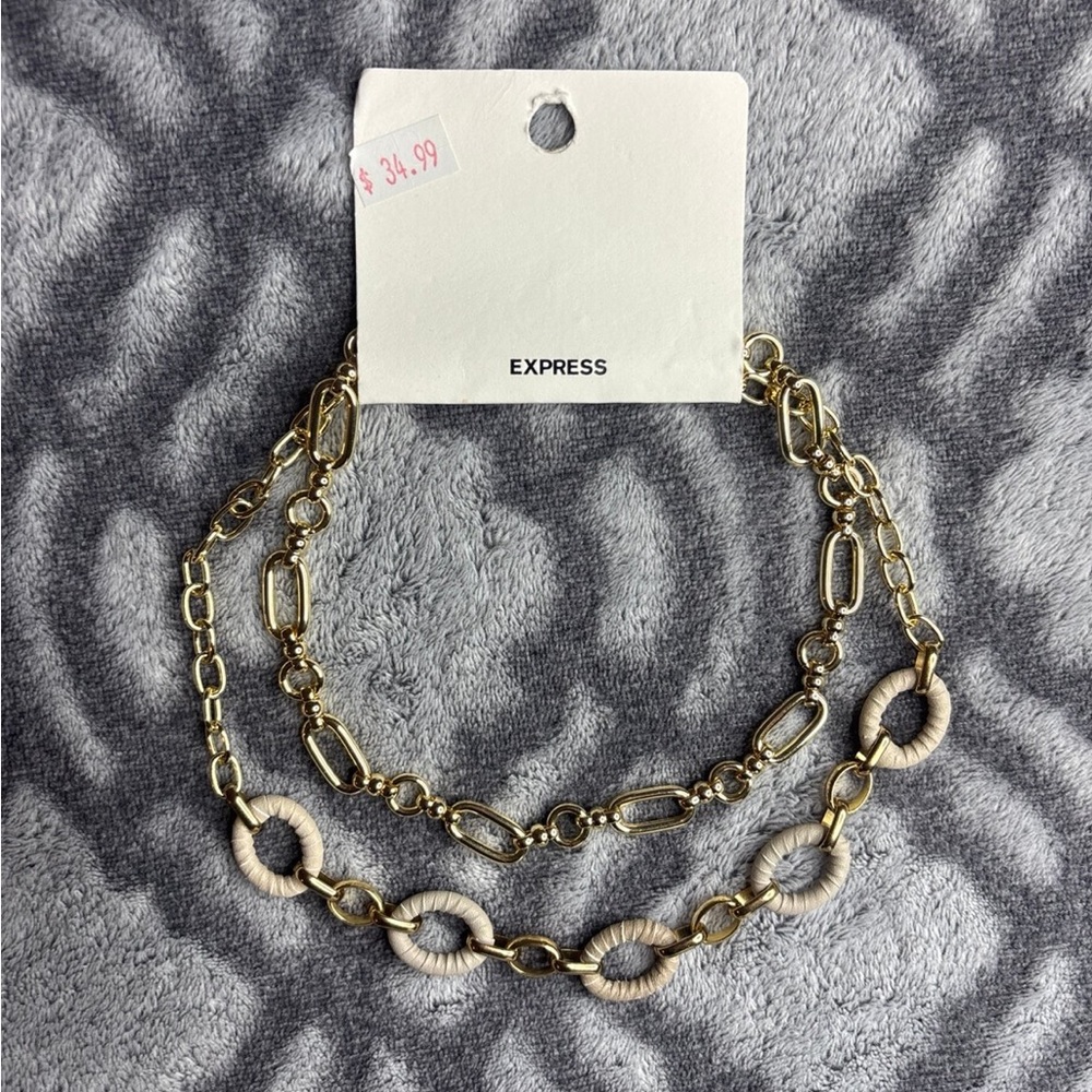 Express Gold and Cream Chain Necklace